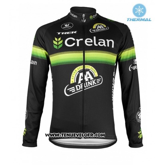 2016 Maillot Ciclismo Crelan AA Vert et Blanc Manches Longues et Cuissard